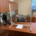 SNEEZE-BLOCK  Office Desk –  Countertop Sneeze/Cough Guard Shield w/ 2″ pass-thru